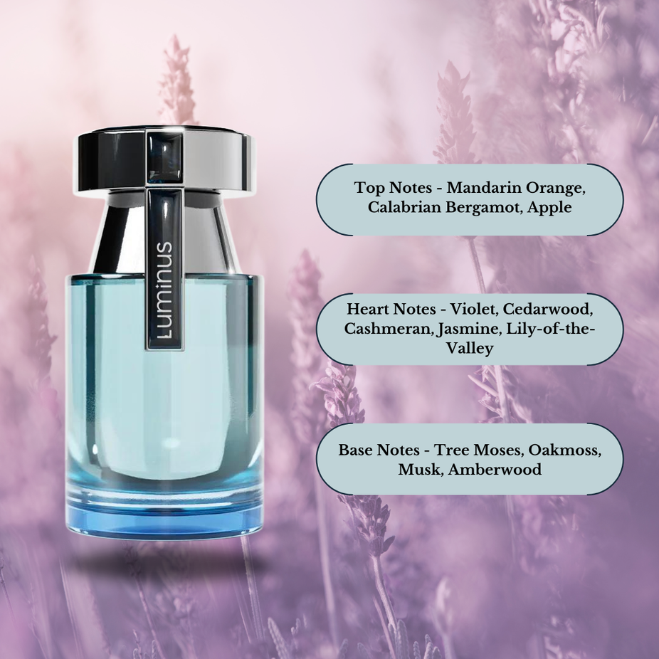 Rue Broca Luminus Pour Homme and Femme EDP sprays, 100ML, featuring spicy, fruity, refreshing fragrance bottles.