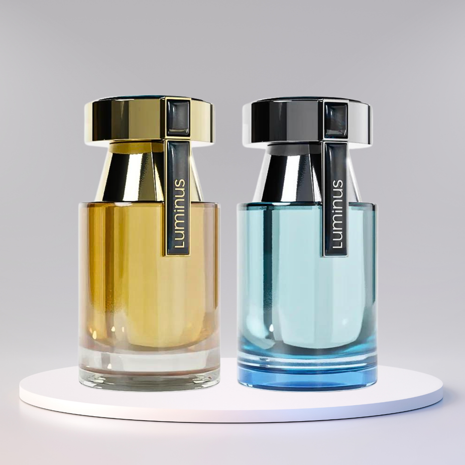 Luminus Pour Homme and Femme Eau De Parfum sprays by Rue Broca, 100ML, featuring spicy, fruity, refreshing fragrance.
