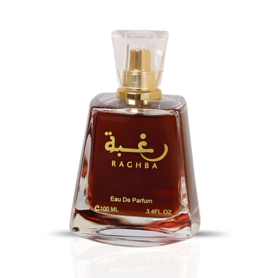 Raghba for Women Eau de Parfum Spray 100ml (3.4 oz) by Lattafa (Velvet Pouch) - Intense Oud