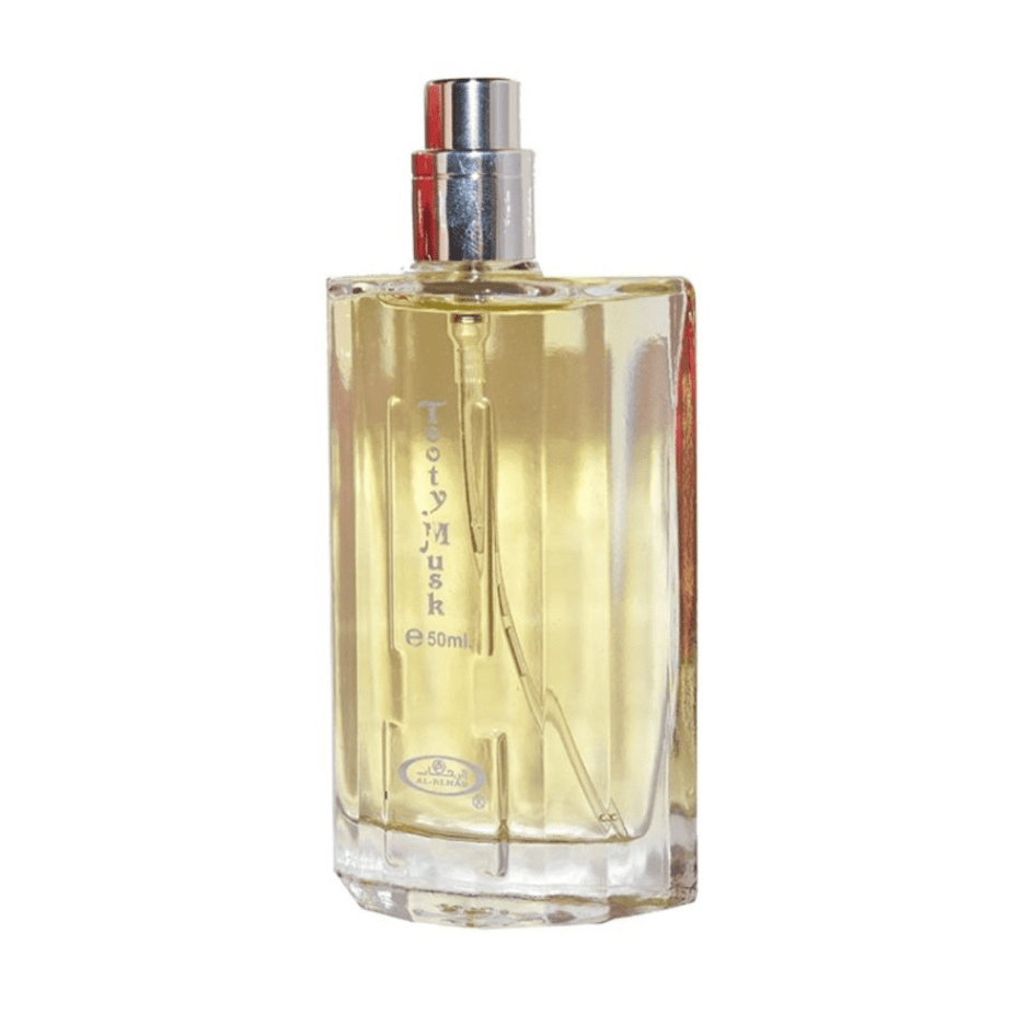 Al Rehab Tooty Musk Eau de Parfum spray 50ml with elegant bottle and minimalist design.