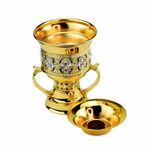 Trophy Style Incense Bakhoor Burner - 7 Inch - Gold - Intense Oud