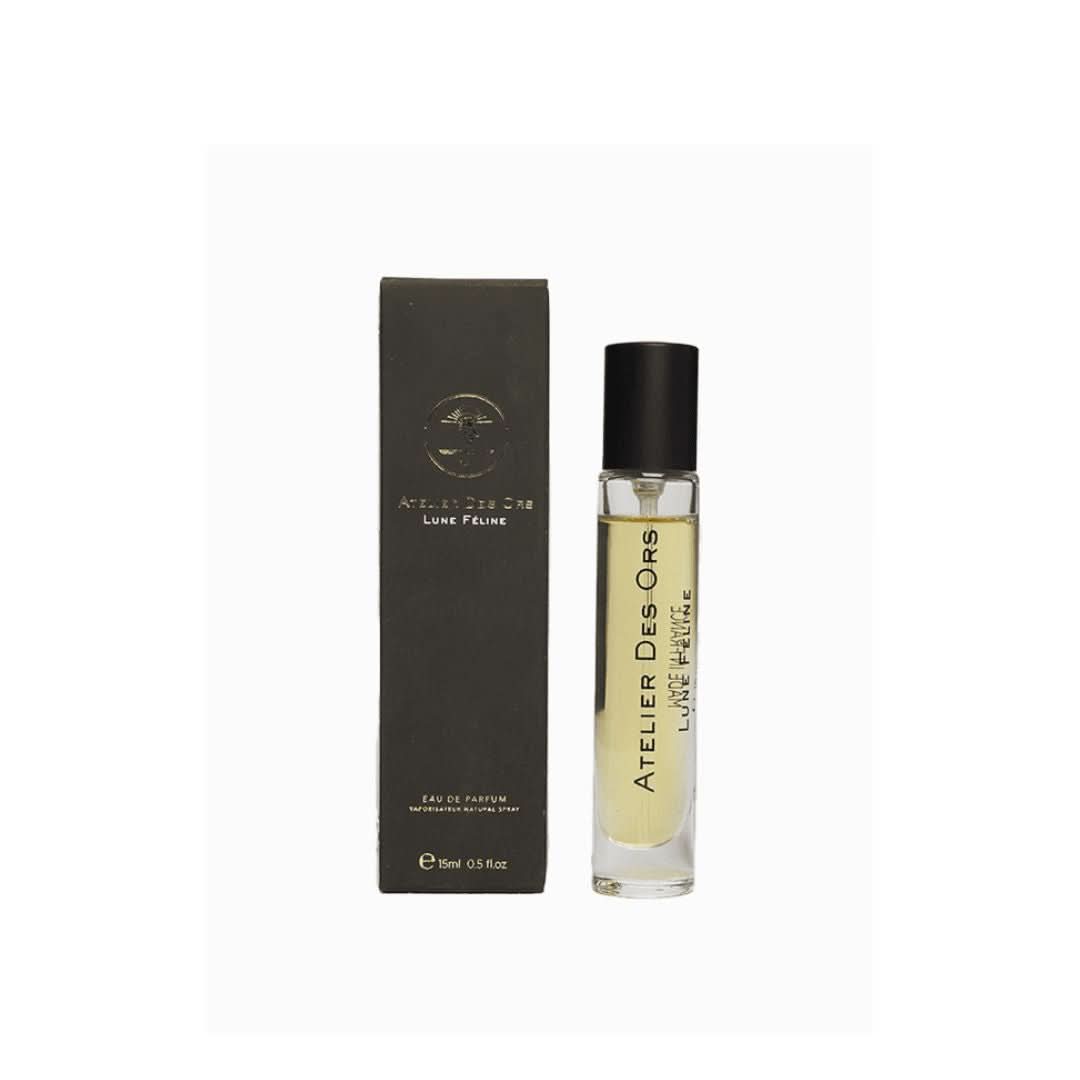 Sample of Atelier Des Ores Lune Féline Eau de Parfum spray, 15ml, showcasing the elegant fragrance bottle design.