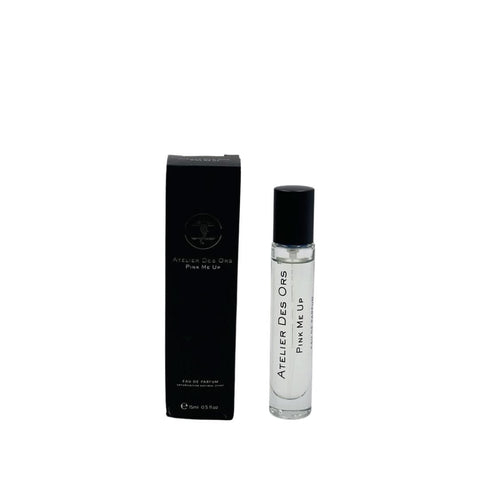 Pink Me Up Eau de Parfum spray by Atelier Des Ores, 15ml sample bottle with pink and floral packaging.