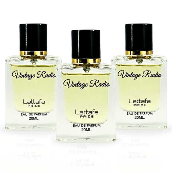 Vintage Radio Eau de Parfum Spray 20ml (0.6 oz) by Lattafa Pride (Pack