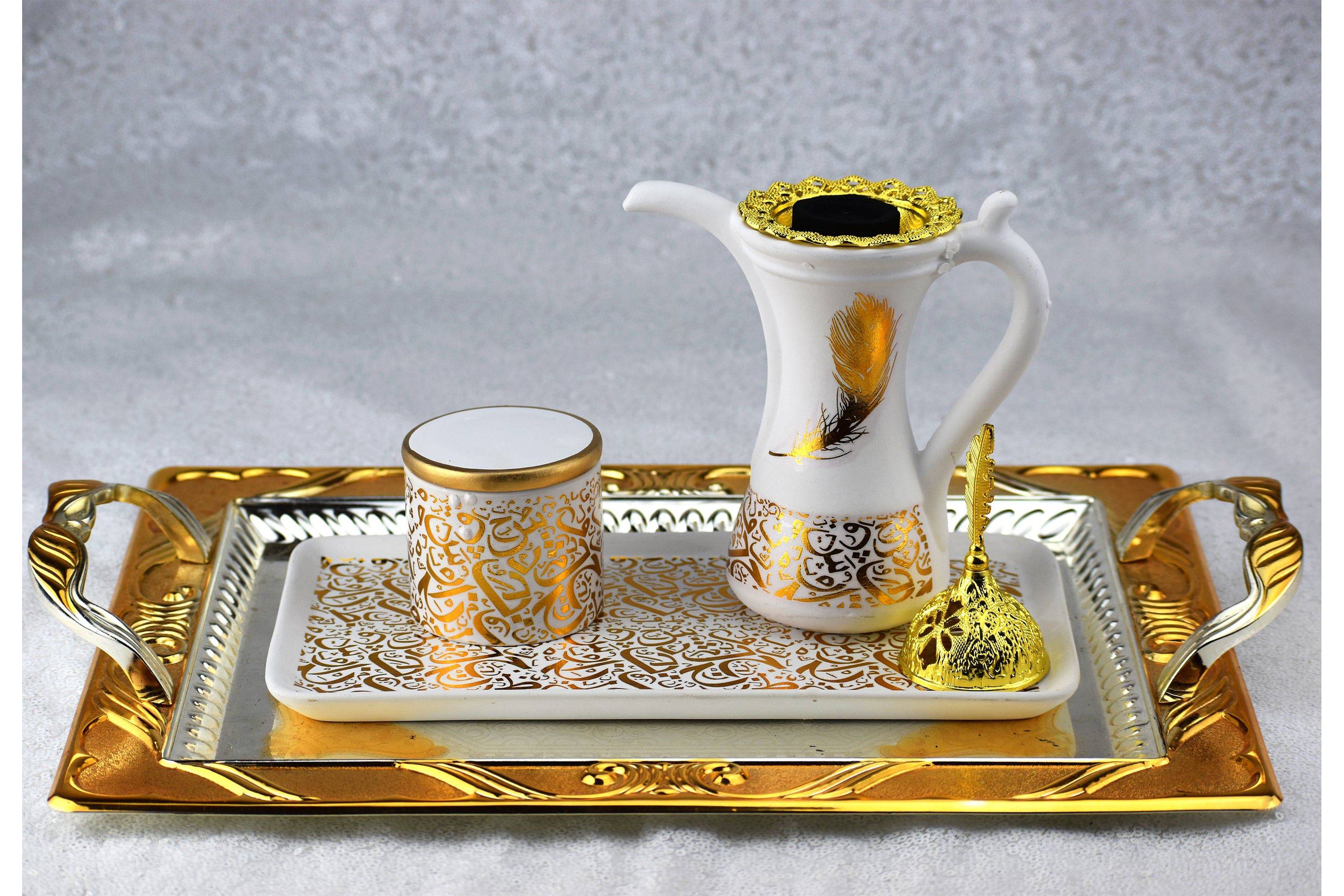 Royal Bakhoor Tea Set w/ Rectangular Tray- White by Intense Oud - Intense oud