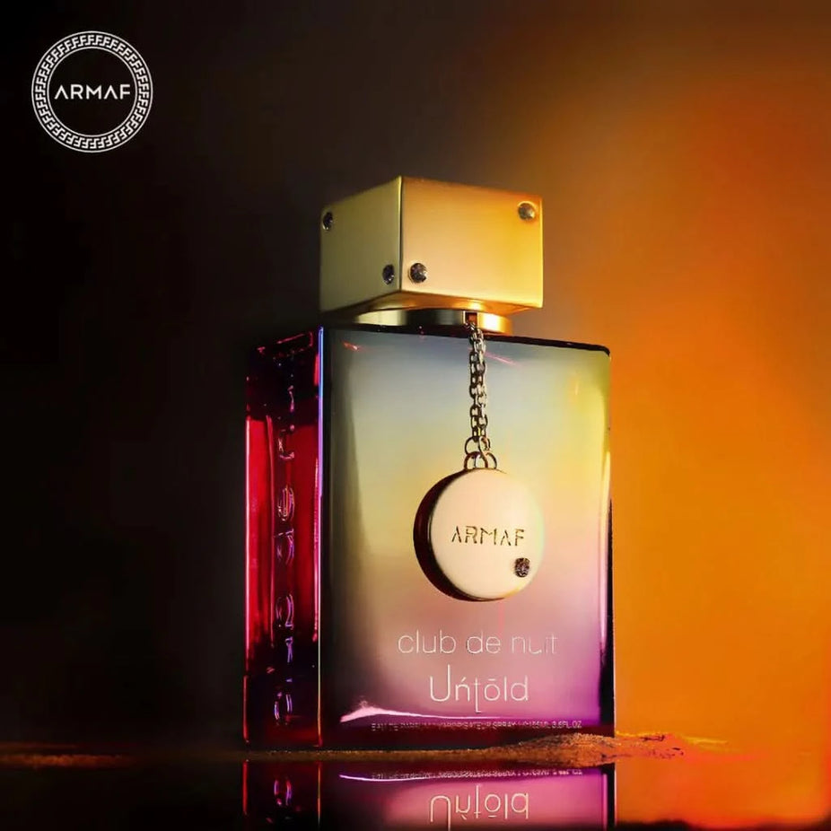Armaf Club De Nuit Intense Men EDT and Untold EDP sprays in a 105ml bundle, featuring sleek bottles and fragrance labels.