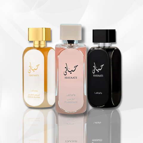 Hayaati For Men,Hayaati Gold Elixir For Women & Hayaati Florence EDP-100ML/3.4Oz| By Lattafa Perfumes - Intense oud