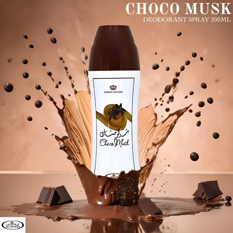Bundle of Yara by Lattafa and Choco Musk by Al Rehab perfumed body sprays, 200ml each, featuring floral and chocolate scent notes.