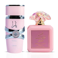 Yara EDP Spray by Lattafa & Pink Blush Shams Al Emarat Khususi EDP Spray by Ard Al Zaafaran - 100ML (3.4 OZ) | A Sweet & Playful Bundle of Tropical Florals & Creamy Gourmand Notes. (Bundle) - Intense Oud