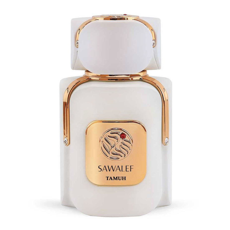 Sawalef Tamuh Unisex Eau De Parfum bottle with elegant packaging, 80 ML (2.7 oz), showcasing the fragrance design and branding