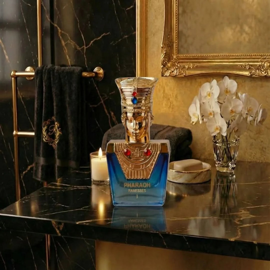 Bharara King 5-piece fragrance gift set with elegant bottles featuring gold accents and luxurious packaging.
