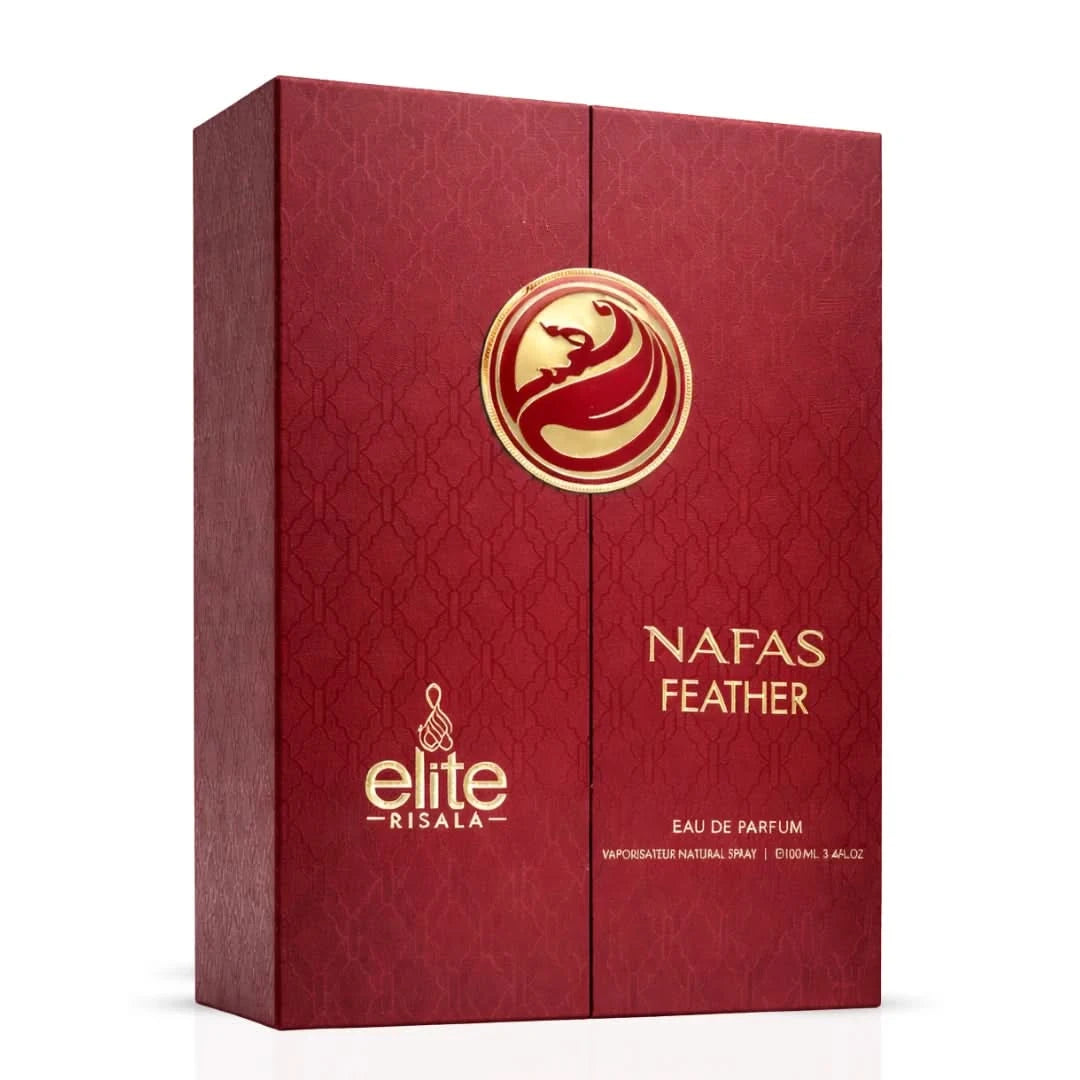 Elite Risala Nafas Feather Eau De Parfum Spray 100ml bottle with elegant packaging and floral design.