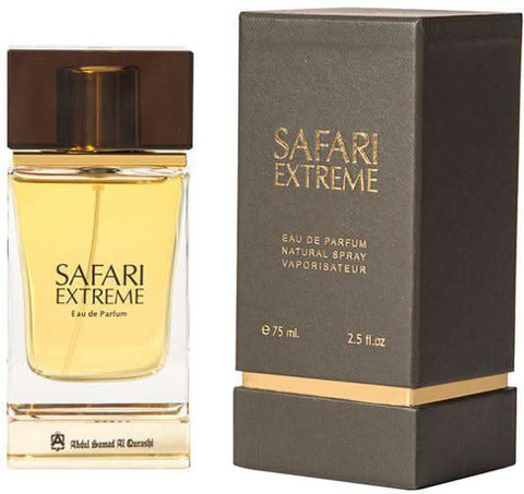 Safari Extreme Eau De Parfum by Abdul Samad Al Qurashi in 75ml bottle with box, elegant fragrance with bold, exotic scent.