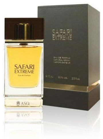 Abdul Samad Al Qurashi Safari Extreme Eau De Parfum 75ml bottle with visible liquid, showcasing the luxurious fragrance container.