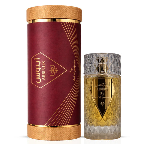 Victoria Eau de Parfum Spray 100ml by Lattafa and Aabinus Eau de Parfum Spray 100ml by Ard Al Zaafaran in a bundle, featuring elegant glass bottles.