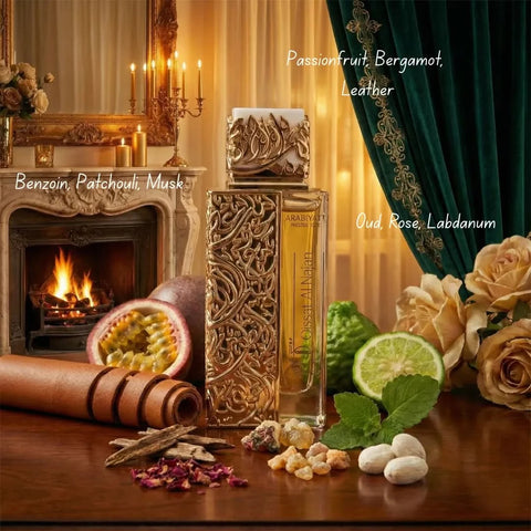 Arabiyat Prestige Qissat Al Najah Nedawi Eau de Parfum spray 100ml, featuring elegant packaging and a luxurious fragrance.