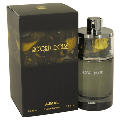 Ajmal Accord Boise Men Eau De Parfum 75ml bottle with sleek design and elegant packaging.