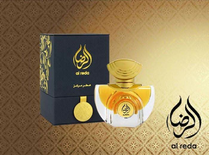 Ajmal Al Reda perfume oil bottle with label, 20ml, concentrated perfume oil in a sleek glass bottle.
