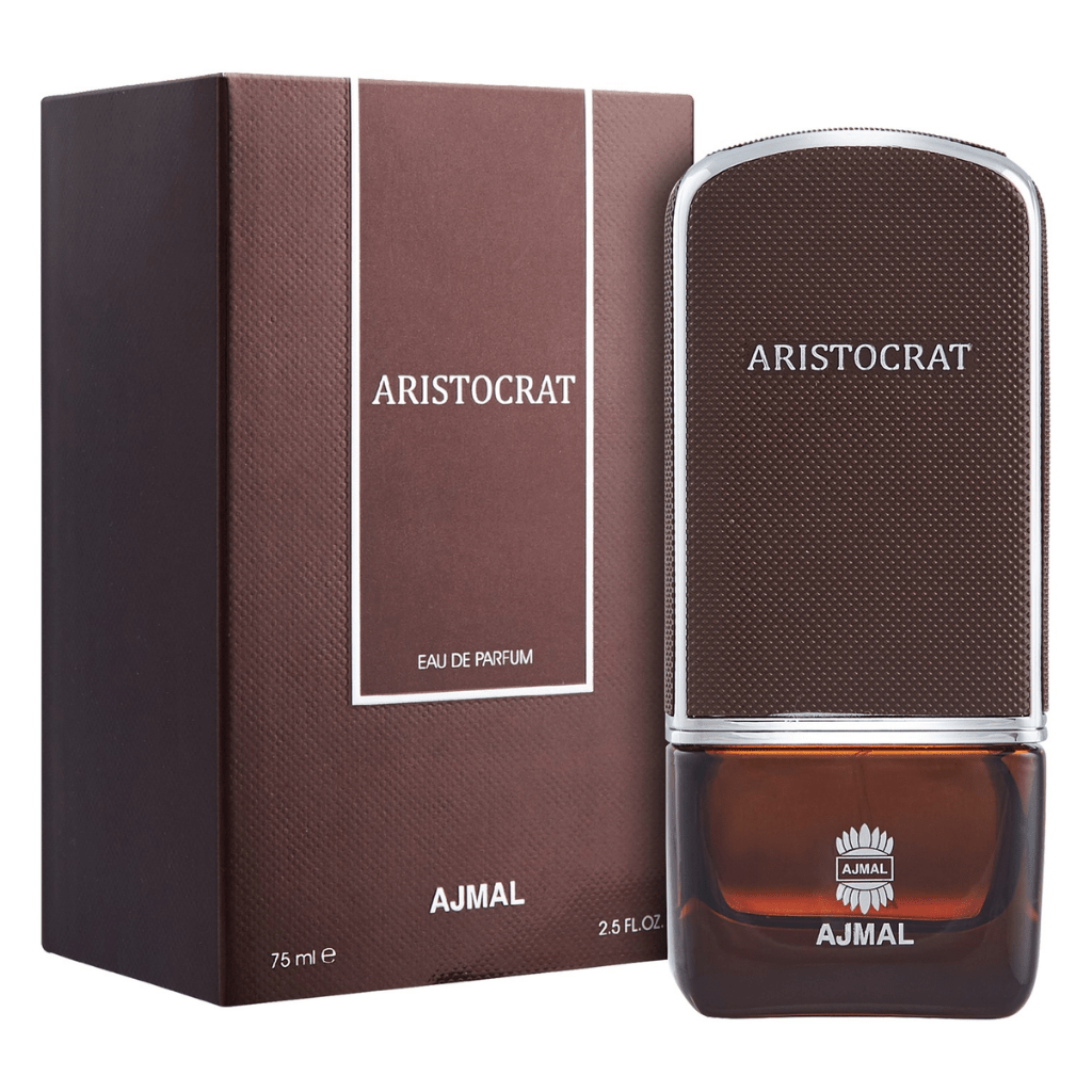 Ajmal Aristocrat for Men Eau De Parfum 75mL bottle, front view showcasing the sleek design and label.