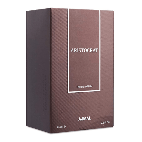 Ajmal Aristocrat for Men Eau De Parfum 75 mL bottle, elegant packaging, showcasing the men's fragrance design and branding.