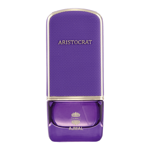 Ajmal Aristocrat for Women EDP bottle, 75ml, elegant glass bottle showcasing floral and fruity fragrance elements.