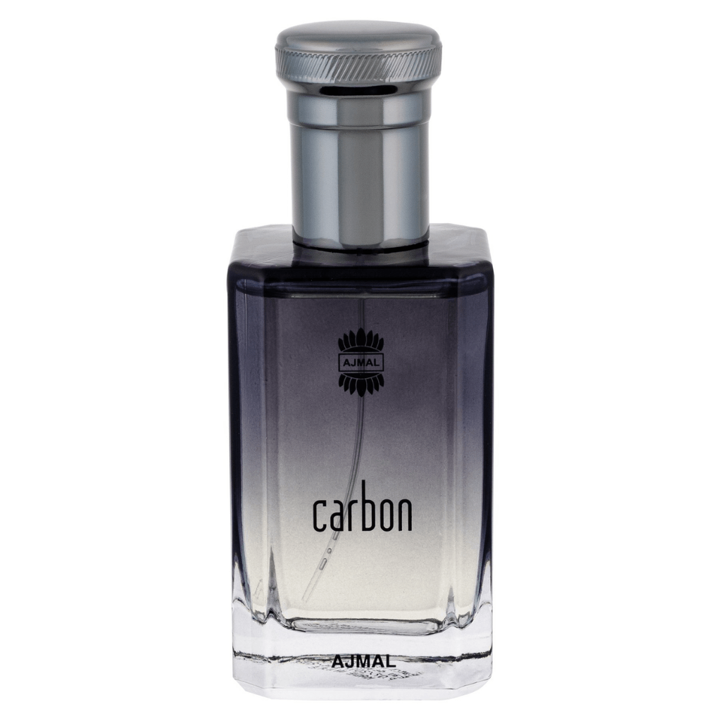 Ajmal Carbon for Men Eau de Parfum 100 ml – bottle and black packaging with silver accents