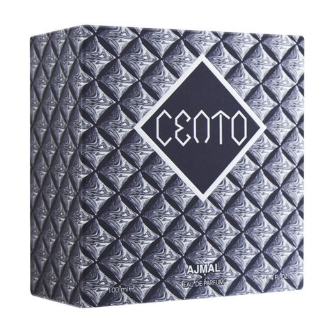 Cento for Men Eau De Parfum by Ajmal, 100ml bottle with sleek design, showcasing the elegant fragrance packaging.