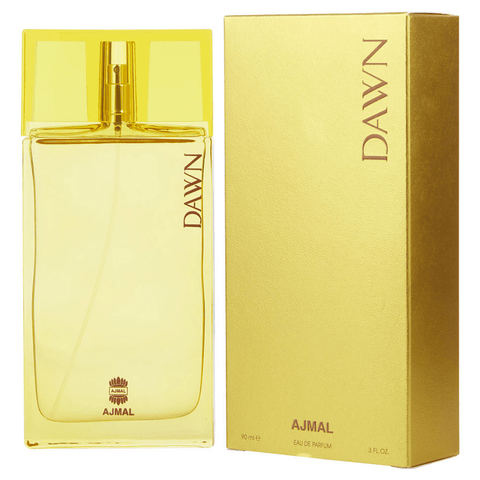 Ajmal Dawn EDP Eau De Parfum 90ml bottle with elegant design and floral scent, displayed against a neutral background.