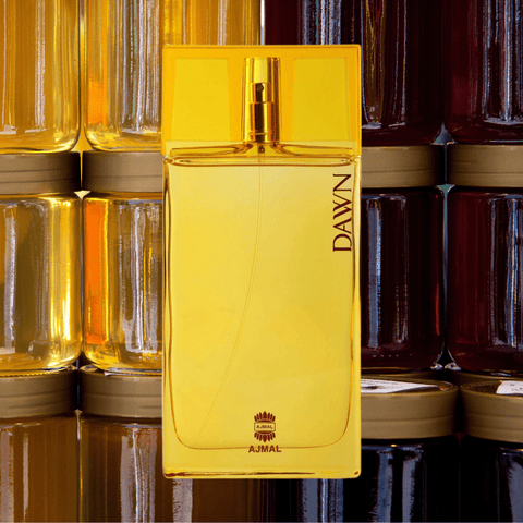 Ajmal Dawn EDP Eau De Parfum bottle, 90ml, with elegant fragrance design and branding visible in the image.