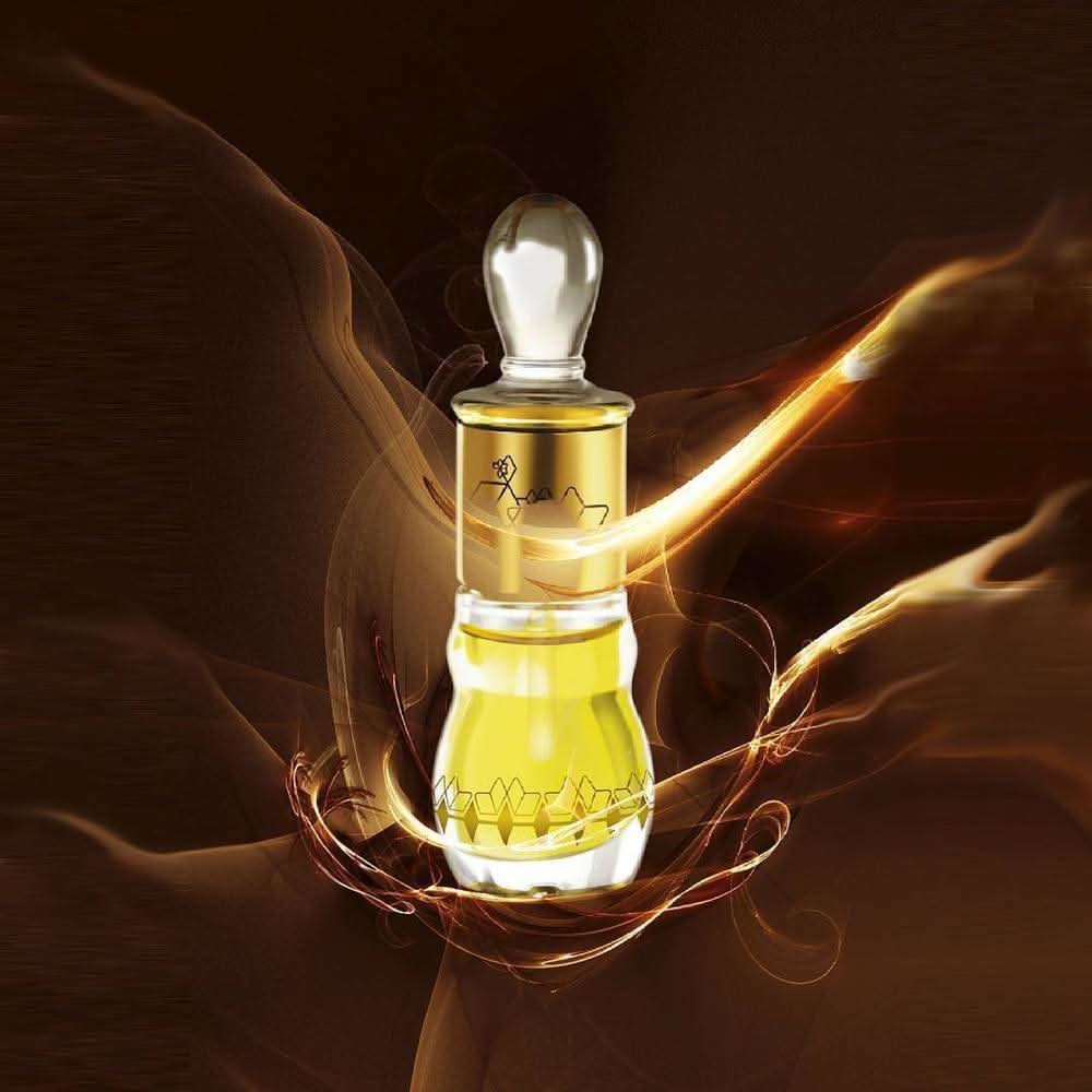 Ajmal Essential Wood Perfume Oil in a 12ml glass bottle, featuring a clear label and a sleek, compact design.