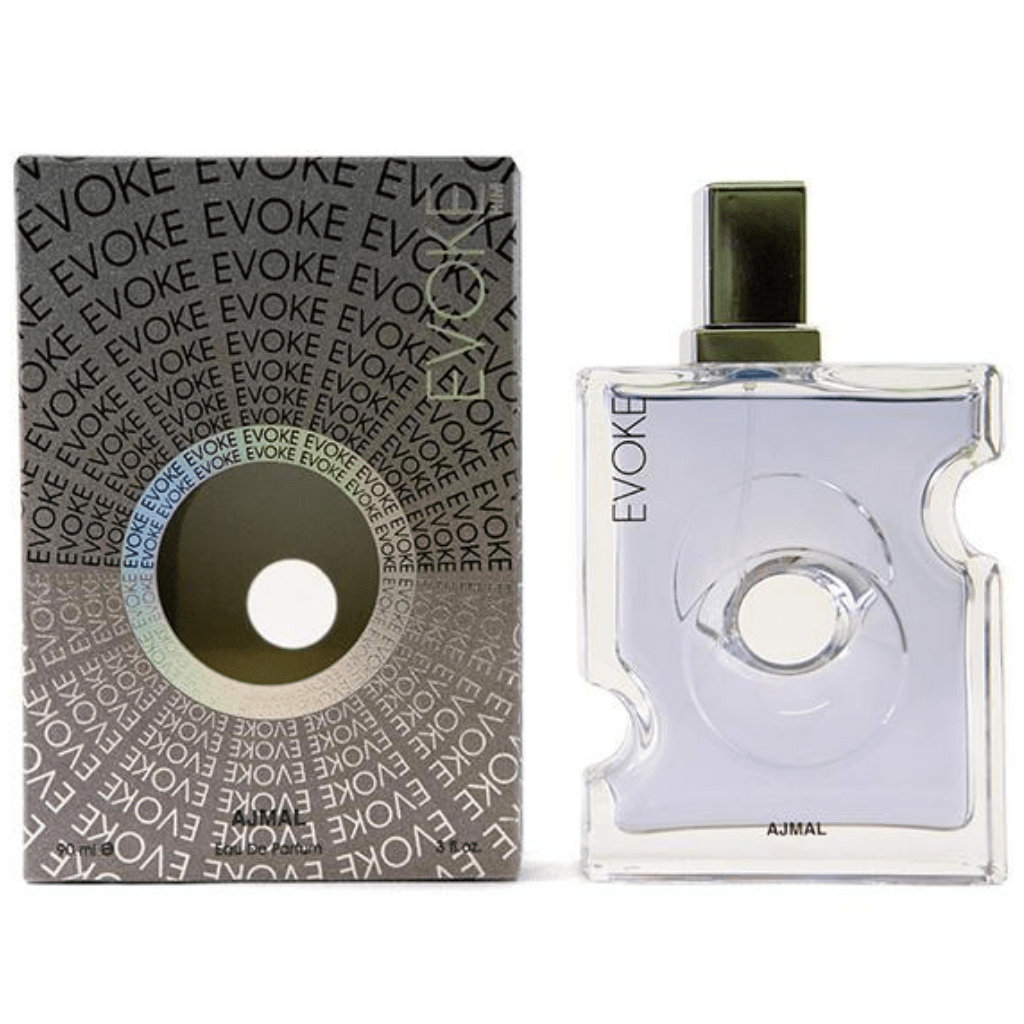 Evoke for Men Ajmal Eau de Parfum 90ml bottle, featuring sleek design and masculine fragrance for men.