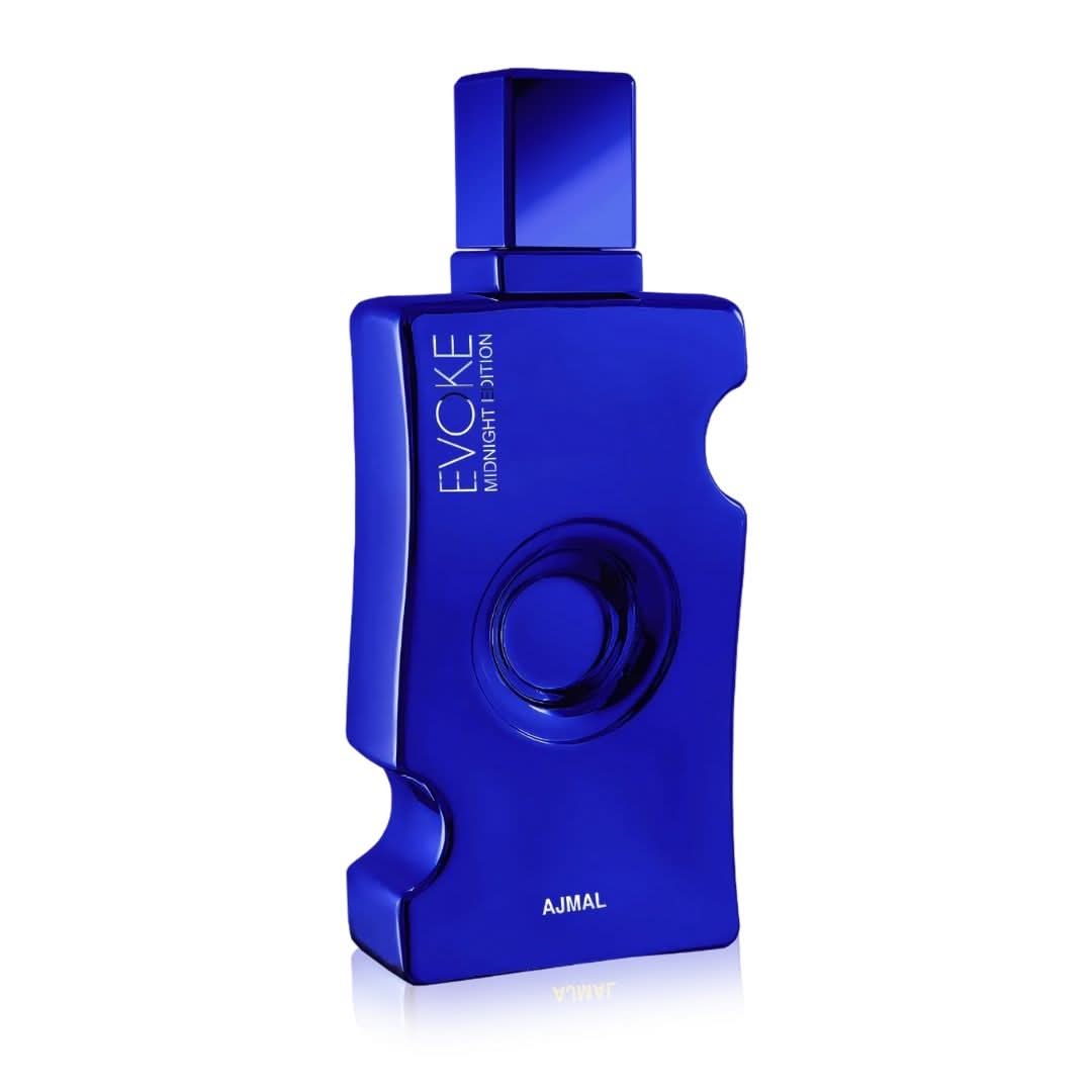 Ajmal Evoke Midnight Edition For Her 75ml Eau De Parfum bottle with elegant packaging, showcasing a luxurious fragrance for women.
