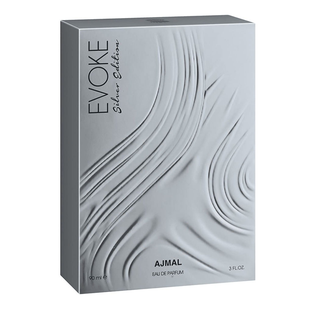 Ajmal Evoke Silver Edition Eau de Parfum 90 ml – bottle with silver accents