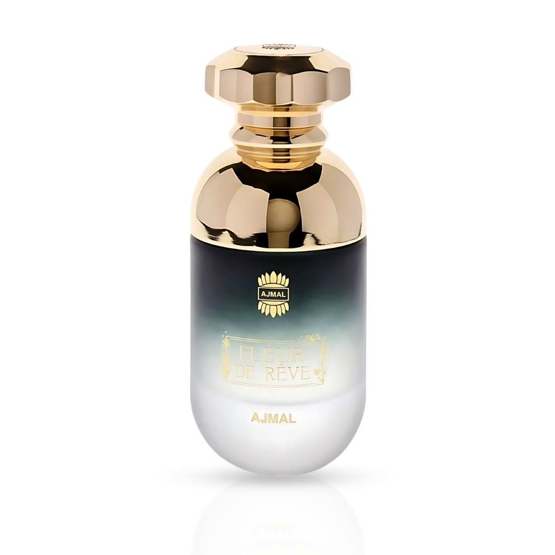 Ajmal Fleur de Rêve EDP perfume spray 90ml bottle with elegant floral design, showcasing luxurious long-lasting signature scent.