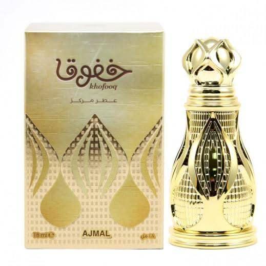 Ajmal Khofooq Concentrated Perfume Oil in 18ml glass bottle, featuring a luxurious fragrance and elegant packaging.