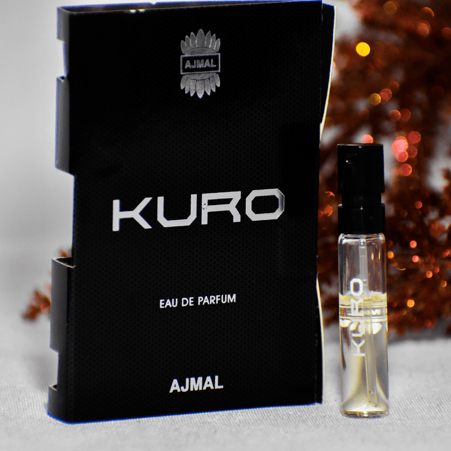 Ajmal Kuro Eau de Parfum 1 ml sample – sample bottle display