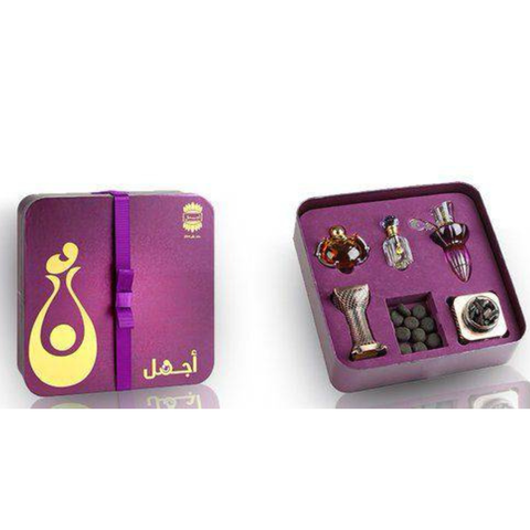 Ajmal Mother's Day Perfume Gift Set with multiple perfume bottles in a decorative box, perfect for celebrating moms.