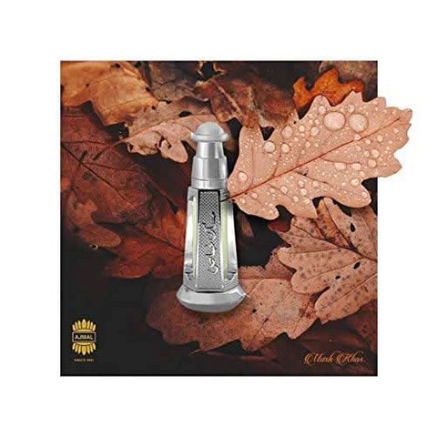Ajmal Musk Khas perfume oil in a 3ml black-cap vial, concentrated perfume oil with a rich, earthy scent.