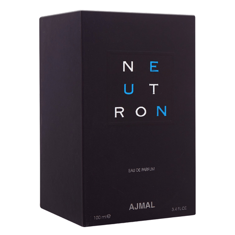 Ajmal Neutron for Men Eau De Parfum 100ml glass bottle, featuring a sleek design and modern branding.