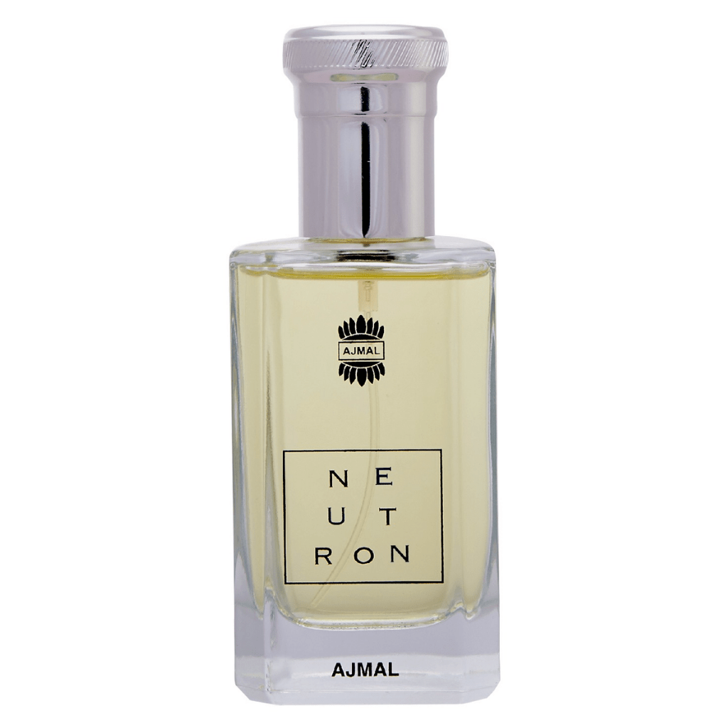 Ajmal Neutron for Men Eau De Parfum 100ml bottle with sleek black packaging and modern design.