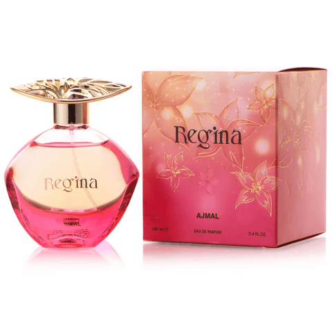 Ajmal Regina for Women Eau De Parfum 100ml spray bottle with elegant packaging and floral design.