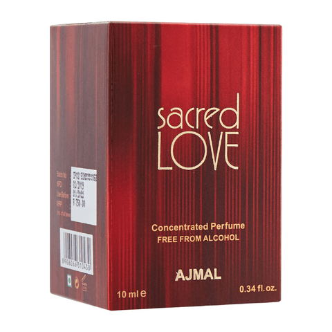 Ajmal Sacred Love perfume oil for women, 10ml, concentrated CPO with elegant bottle and floral fragrance design.