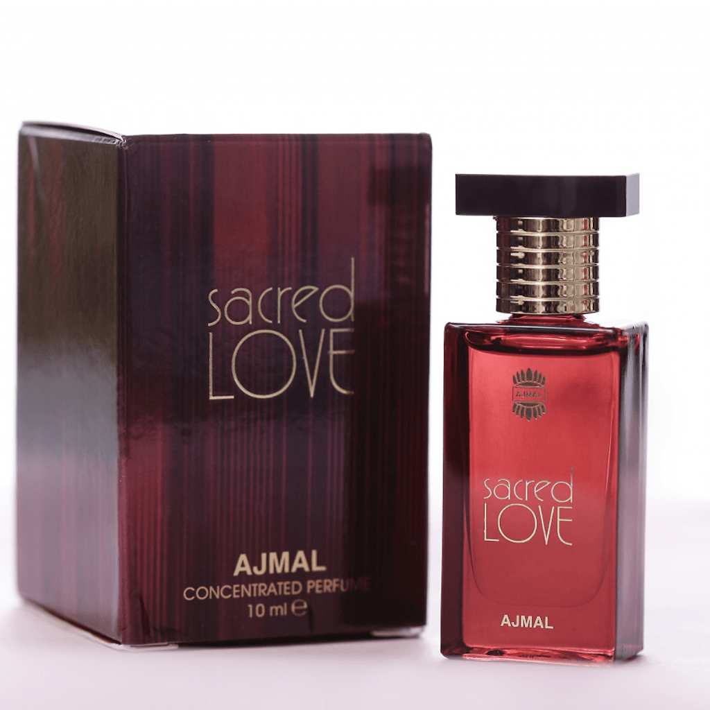 Ajmal Sacred Love for Women Perfume Oil, 10ml concentrated perfume oil in a glass bottle with floral and oriental scent notes.