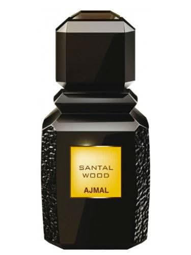 Ajmal Santal Wood Eau De Parfum 100ml bottle with packaging, featuring warm sandalwood and woody fragrance notes.