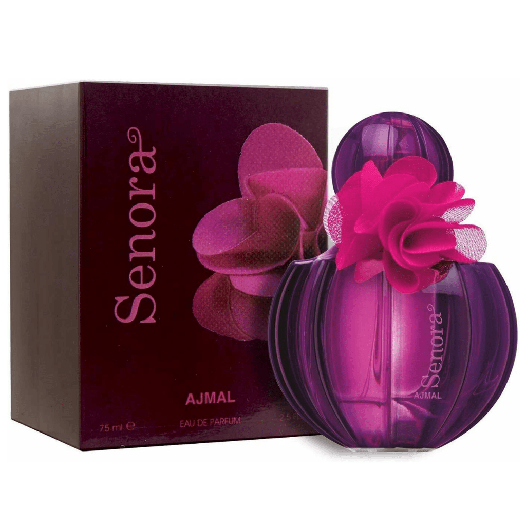 Ajmal Senora for Women Eau De Parfum bottle and packaging, 75ml, elegant floral fragrance in a stylish glass bottle