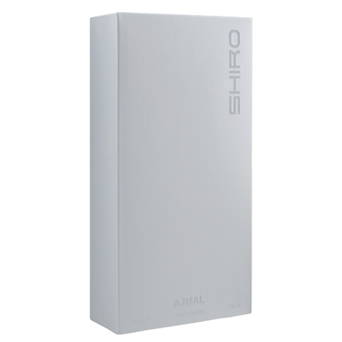 Ajmal Shiro for Men Eau De Parfum 90ml bottle with silver cap, showcasing elegant packaging and sleek design.