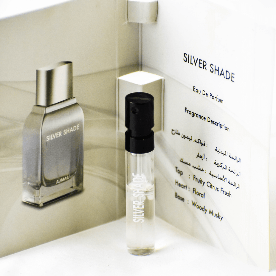 Ajmal Silver Shade perfume Eau de Parfum 1 ml – sample vial with silver cap, image 1