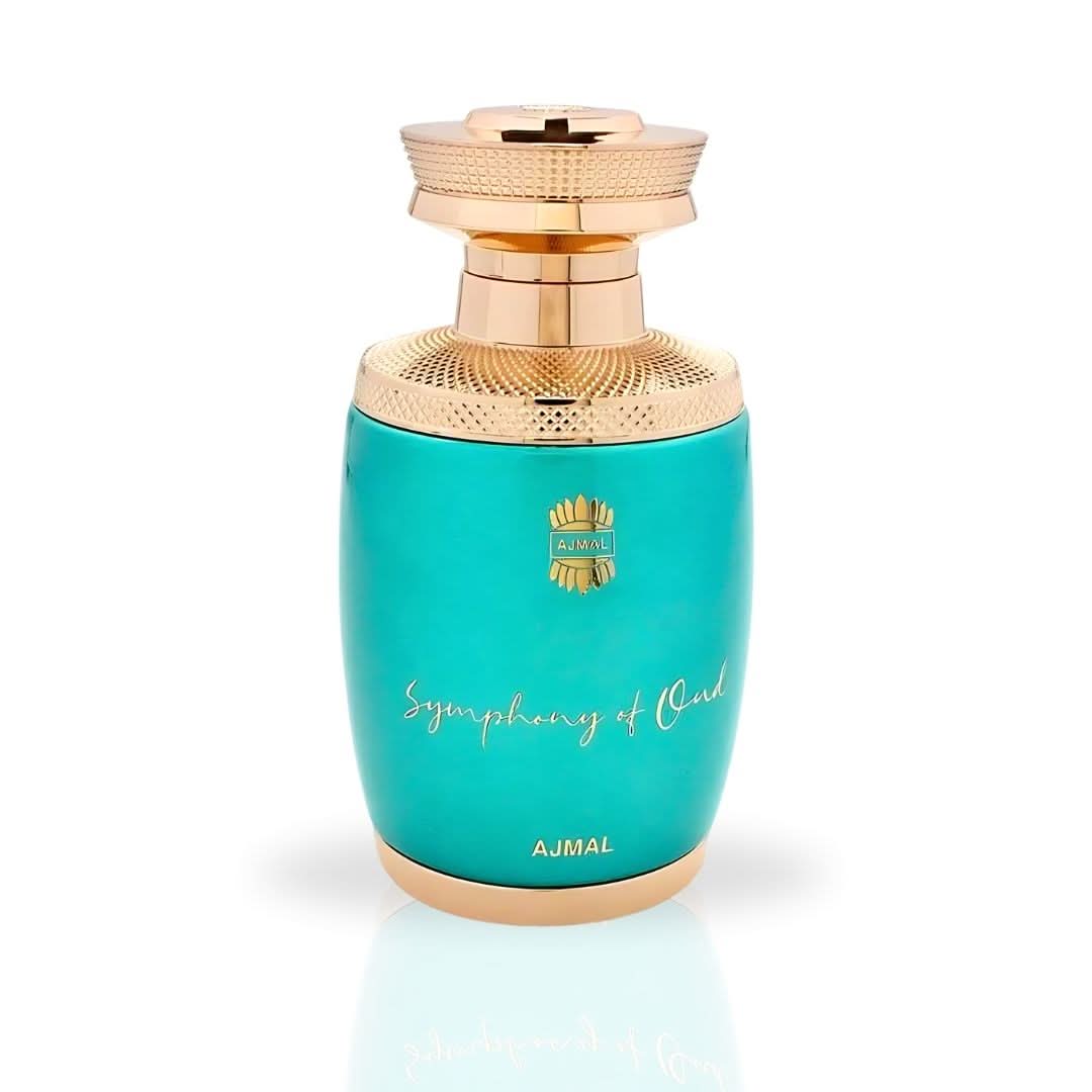 Ajmal Symphony of Oud EDP spray in 75ML bottle, showcasing elegant packaging and luxurious design of the long-lasting fragrance.