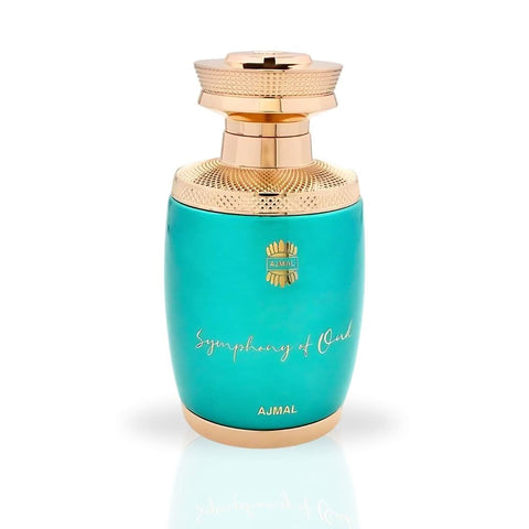 Ajmal Symphony of Oud EDP spray in 75ML bottle, showcasing elegant packaging and luxurious design of the long-lasting fragrance.