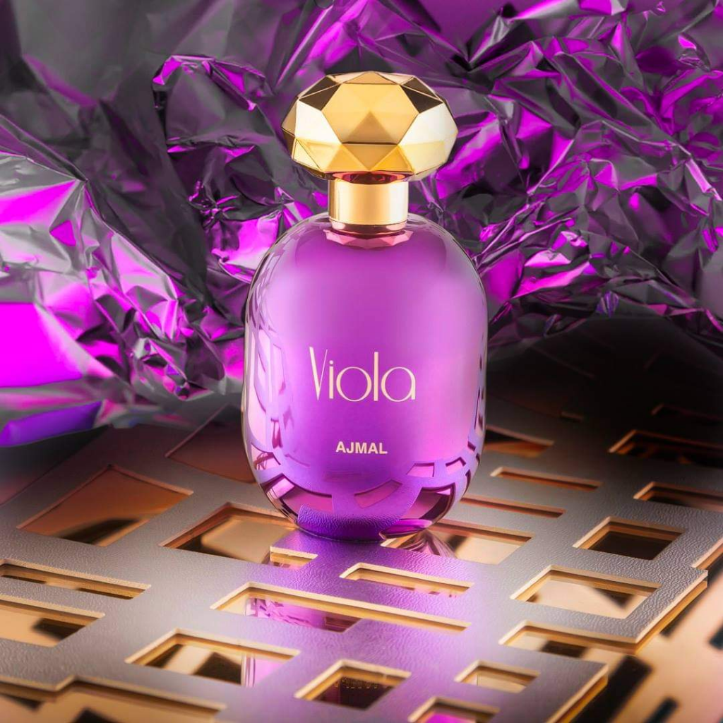 Ajmal Viola for Women Eau De Parfum 75ml bottle, elegant floral fragrance with a sleek glass design.